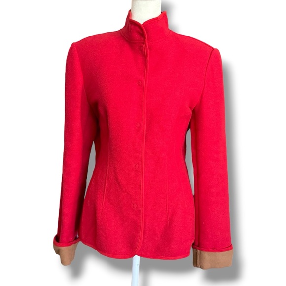 EVAN PICONE Women's Red & Tan Wool Blend Blazer, Button-up Jacket, Size 6 - Picture 4 of 14